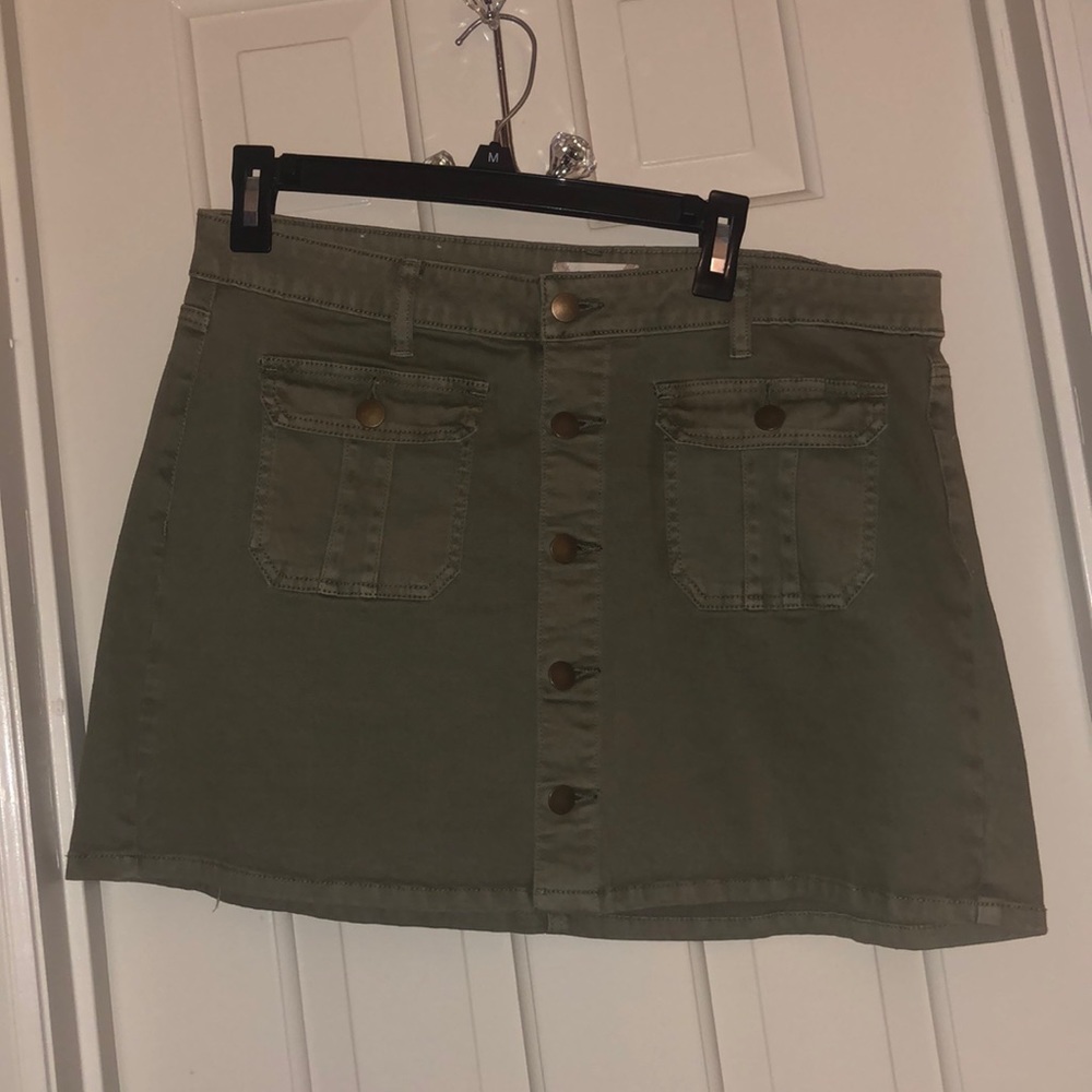 Army green skirt
